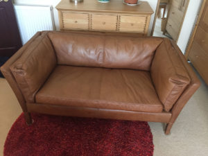 Antique Finish Leather Sofa Restoration - after
